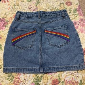 Rainbow blue jean skirt